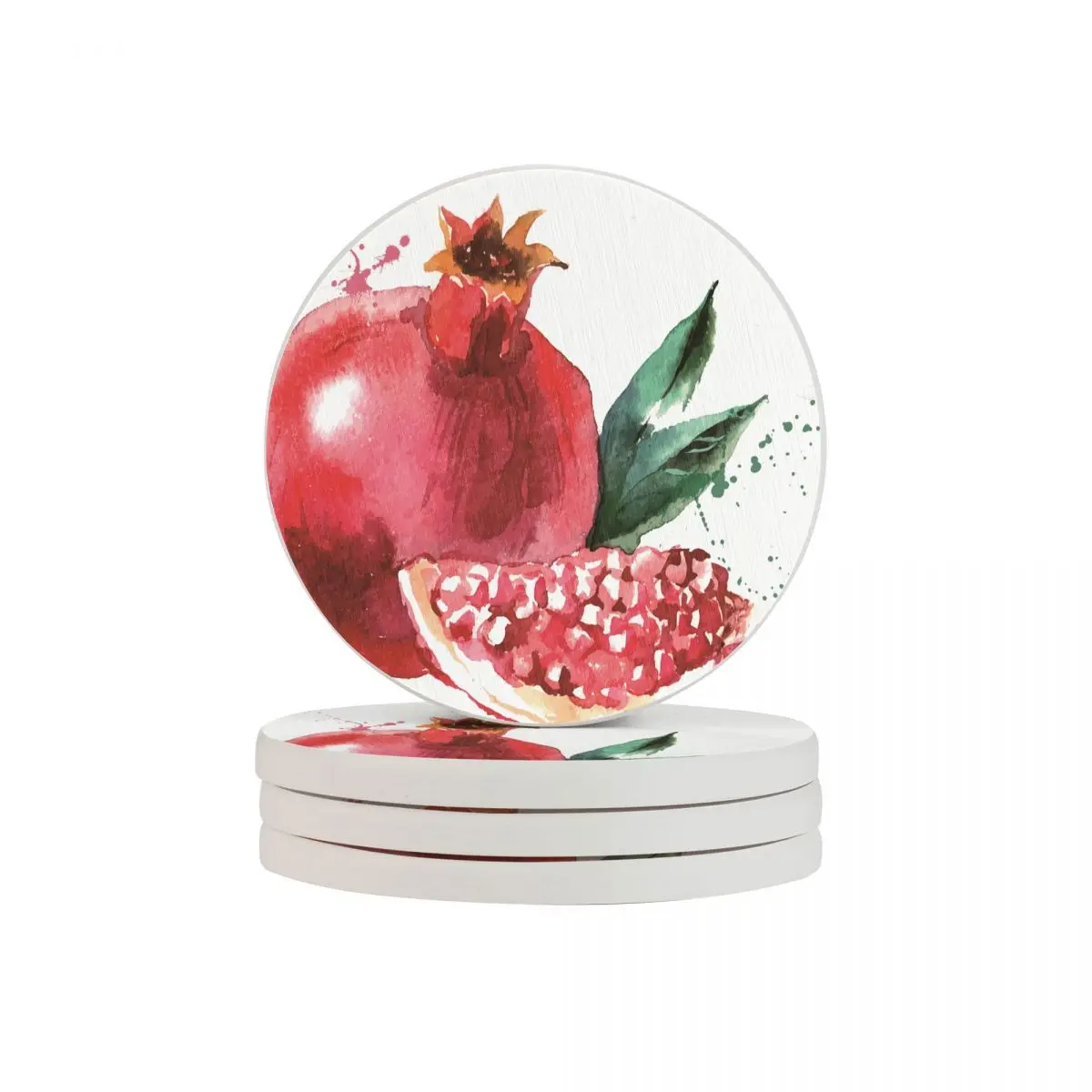 4 шт. подставка для чашки кофе с акварельным рисунком фруктов граната круглая чая