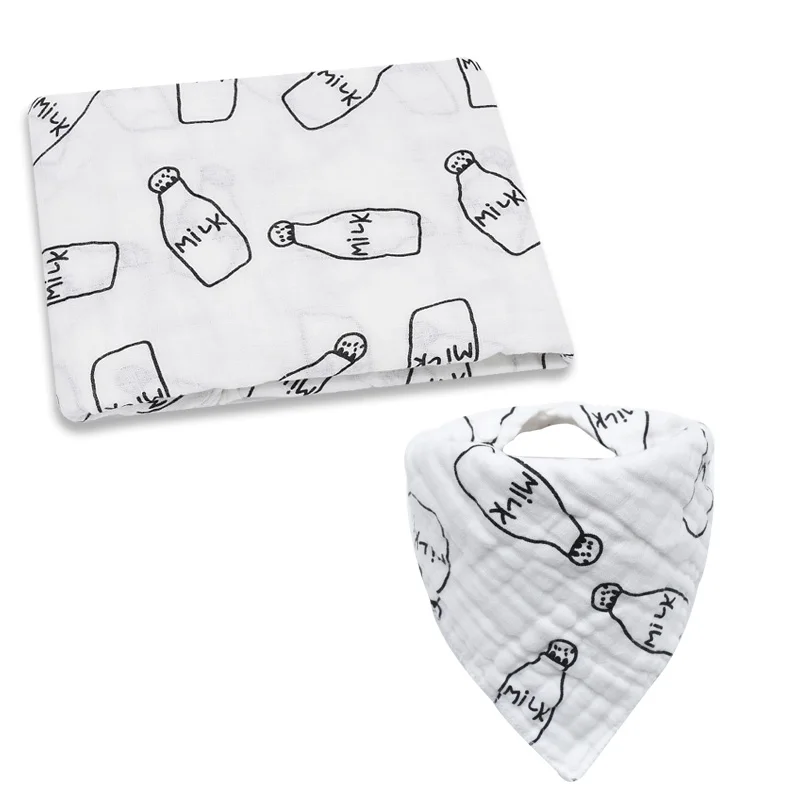 Пеленки + нагрудник детские пеленки мягкие одеяла для новорожденных марлевая