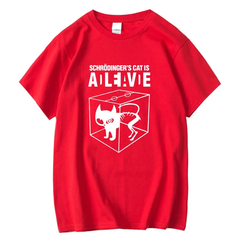 

Men's t-shirt High quality100%cotton Schrodinger's Cat print short sleeve men T shirt casual The men tshirt harajuku tops