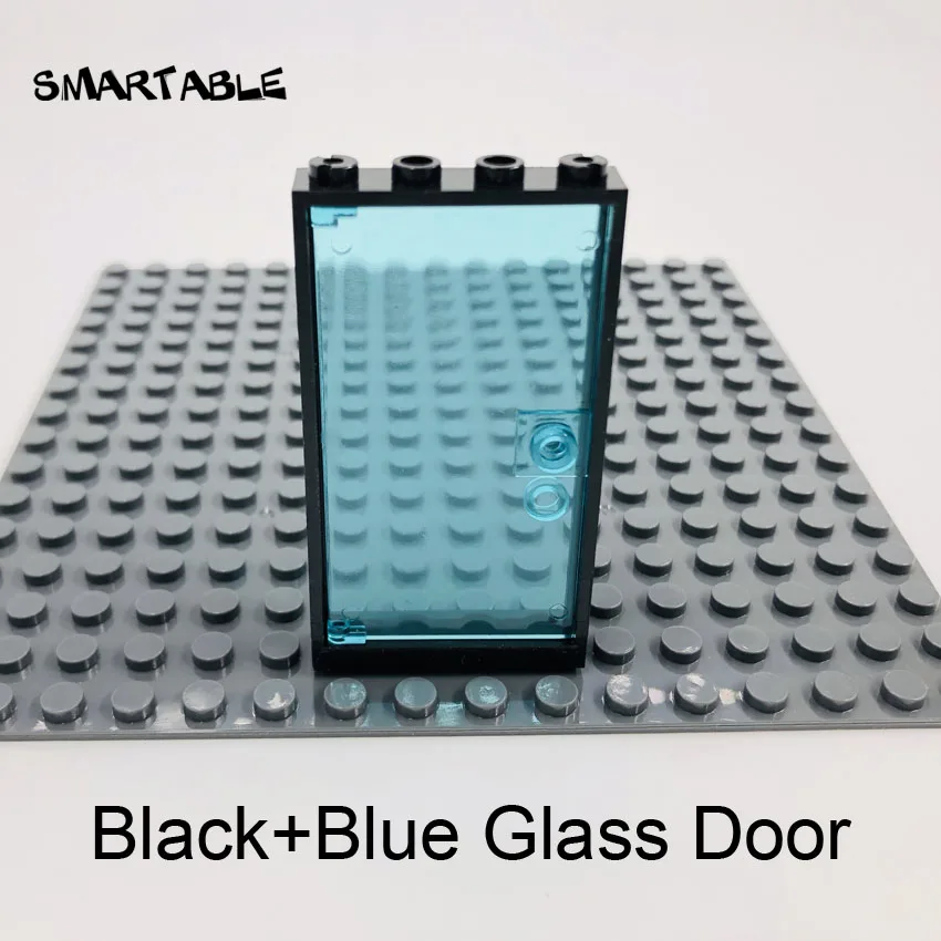 Black with Blue Door Умная оконная дверная рама 1x4x6 строительные блоки MOC части со стеклянными игрушками для детей дом совместим все бренды город 20 шт./лот - Цвет: Black with Blue Door
