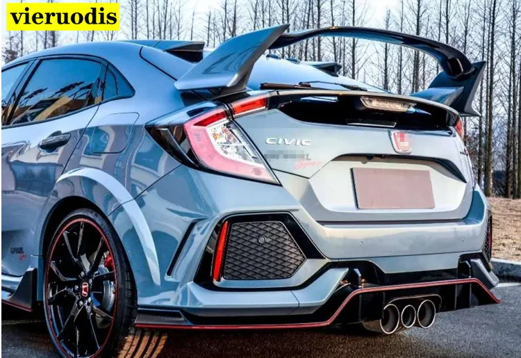 ホンダシビックハッチバック17 19タイプr Absプラスチック塗装色ーリアルーフスポイラーウイングトランクリップブーツカバー