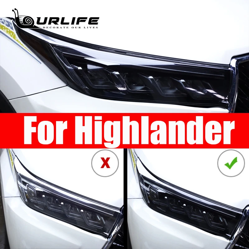 For Toyota Highlander 2020 2019 2018 Car Goods Black Film Car Styling Headlight Protective Film Anti-scratch Sticker accessories