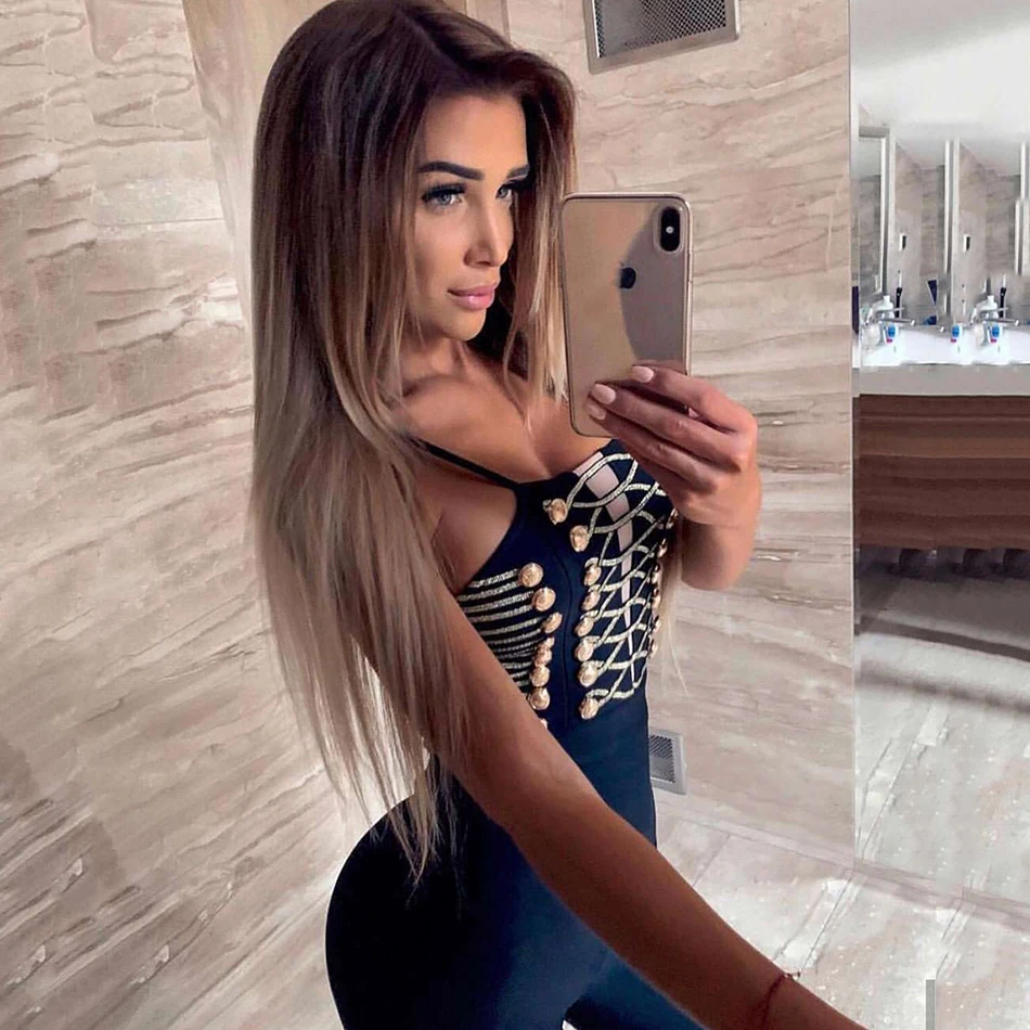 Женский сетчатый комбинезон с пуговицами без рукавов на молнии сзади золотой