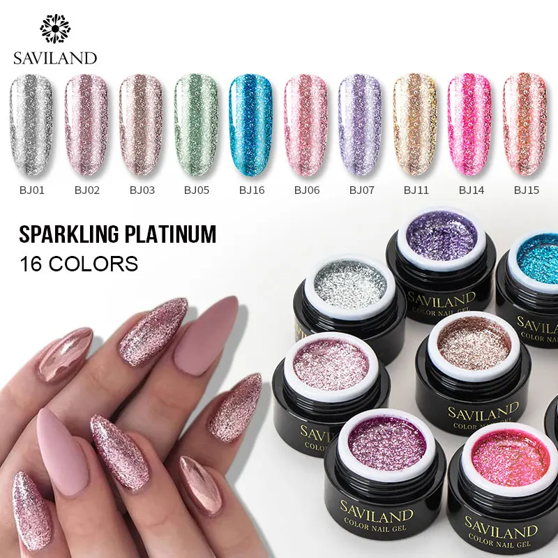 SAVILAND Алмазный Блеск УФ гель для ногтей 6 мл отмачиваемый блестящий долговечный
