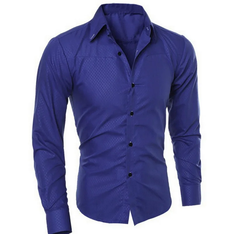 2019 Men Casual Shirts Autumn New Fashion Pure Color Man Long Sleeve Cotton Slim Fit Leisure Styles Business Shirt A105 | Мужская одежда