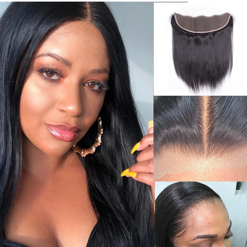 Invisible HD Lace Frontal Straight Brazilian Remy Hair 13x4 High Definition Lace Frontal Closure With Baby Hair Pre Plucked
