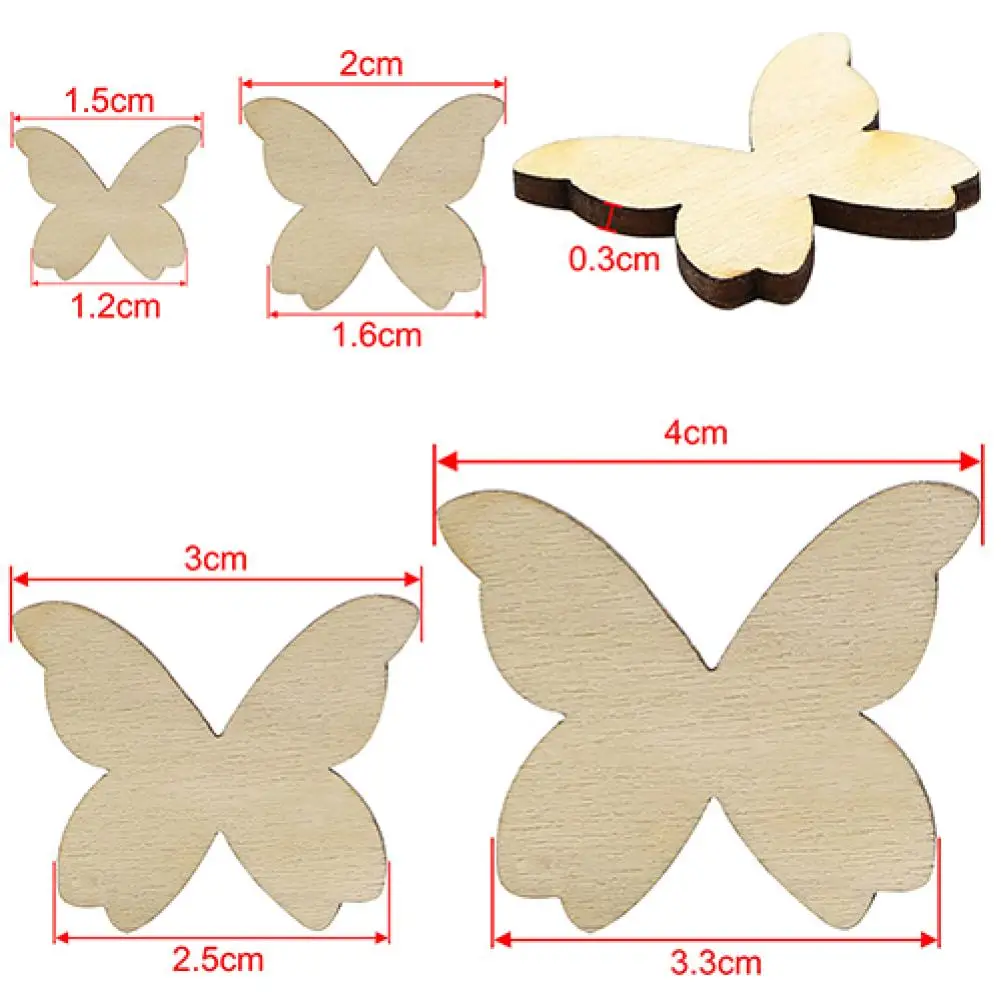 

HOT SALES!!! 50Pcs Mixed Sizes Butterfly Flower Heart Golden Wood Buttons DIY Scrapbooking Sewing
