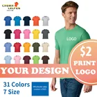 Цена без логотипа 2 доллара США хлопковая Однотонная футболка с коротким рукавом и круглым вырезом Топы Футболка с индивидуальным принтом ваш дизайн футболка унисекс с принтом