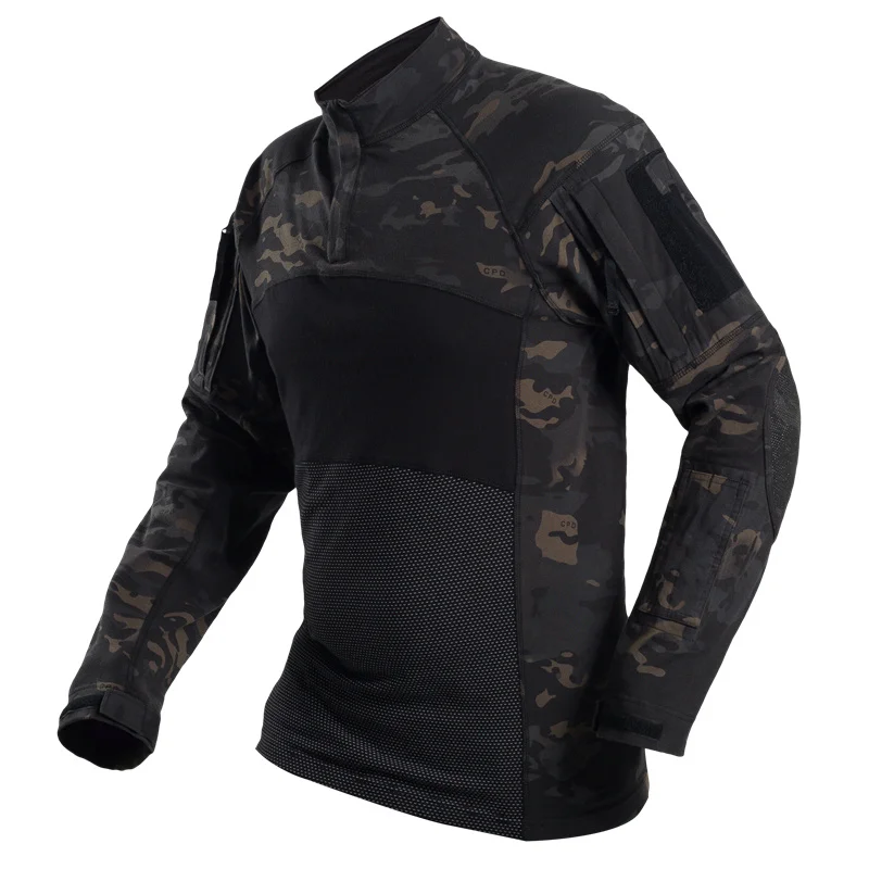 

Men Sports Long Sleeve Cotton Breathable Shirt Male Outdoor Shooting Hunting Climbing Camping Tactical Training Camouflage Tops