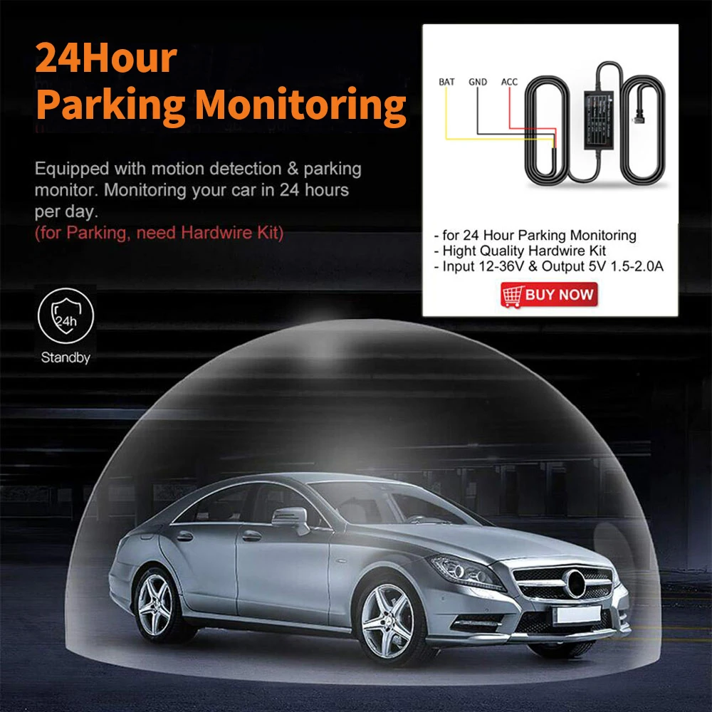 $70.20 DVR Dashboard with Rear View Camera 1080 Full HD Built-in GPS Wifi Video Recorder ADAS Auto Dash Cam Night Vision 24H Parking