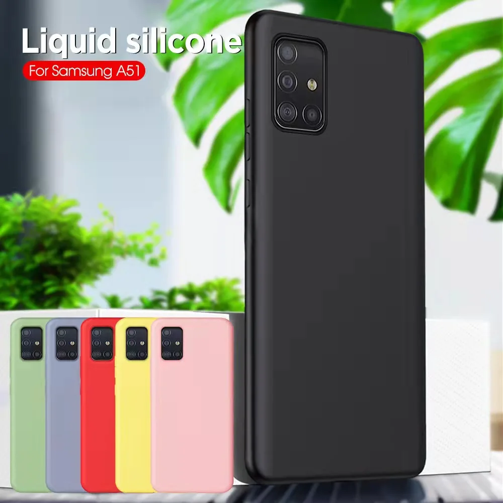 

2021 Liquid Soft Silicone Case For Samsung Galaxy A51 A71 A 51 4G 5G Samusng S21 S 21 20 Plus S20 FE Cover Full Protector coque