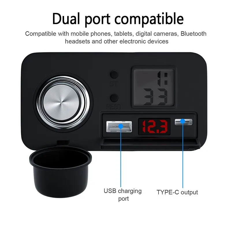 usb motorcycle charger quick charging qc 3 0 digital voltmeter adapter moto accessories motorbike equipment for mobile phone free global shipping