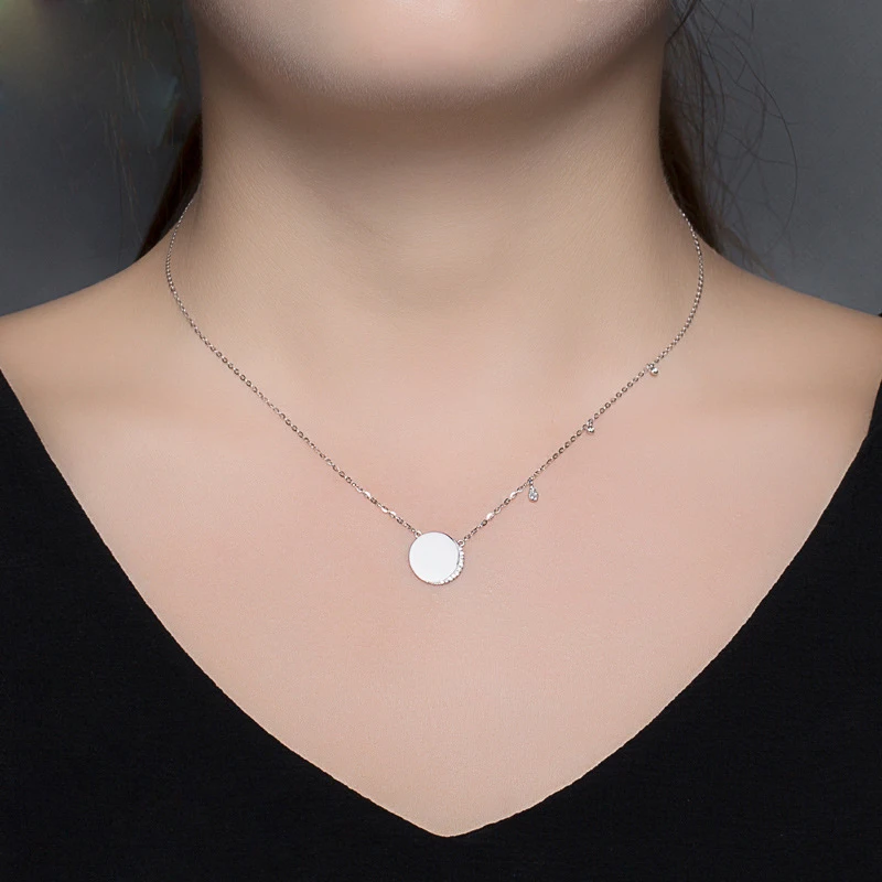 Ожерелье из стерлингового серебра S925 пробы круглая геометрическая форма простая