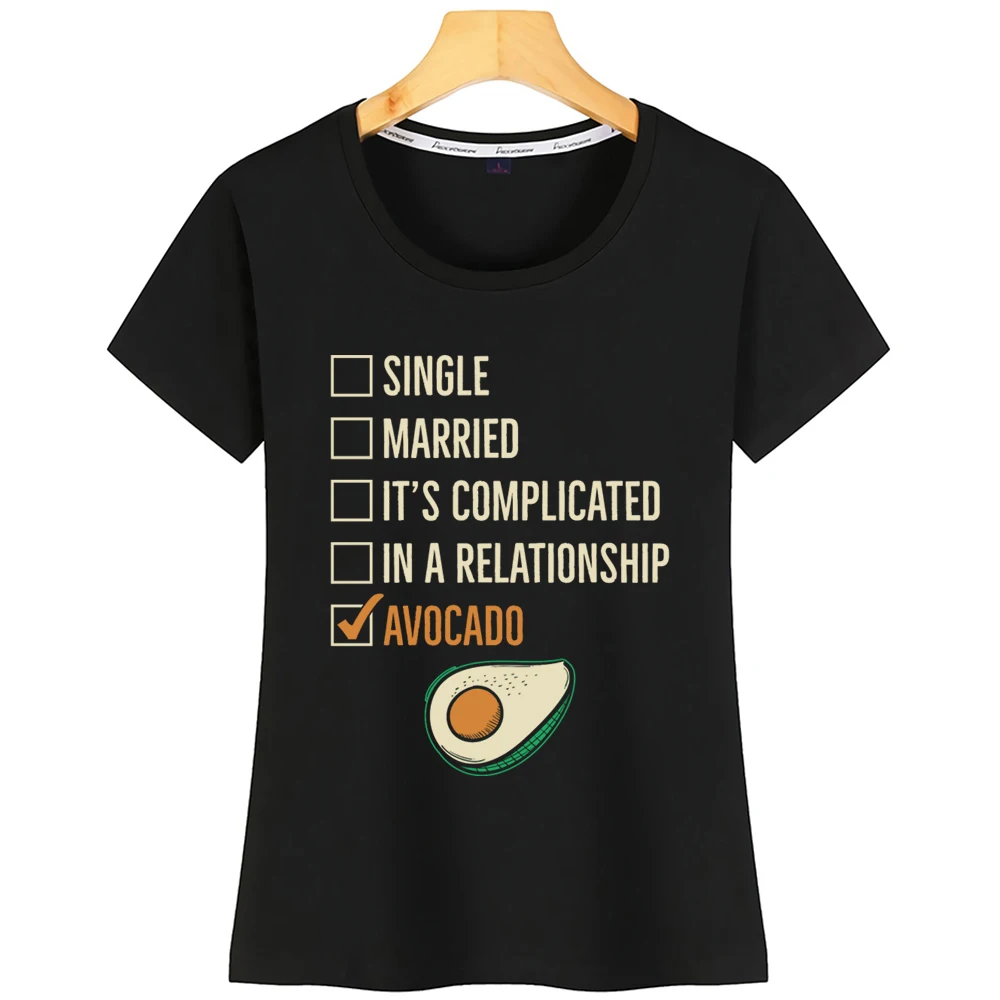Топы футболка женская одиночная замужняя сложная связь авокадо дизайн черная