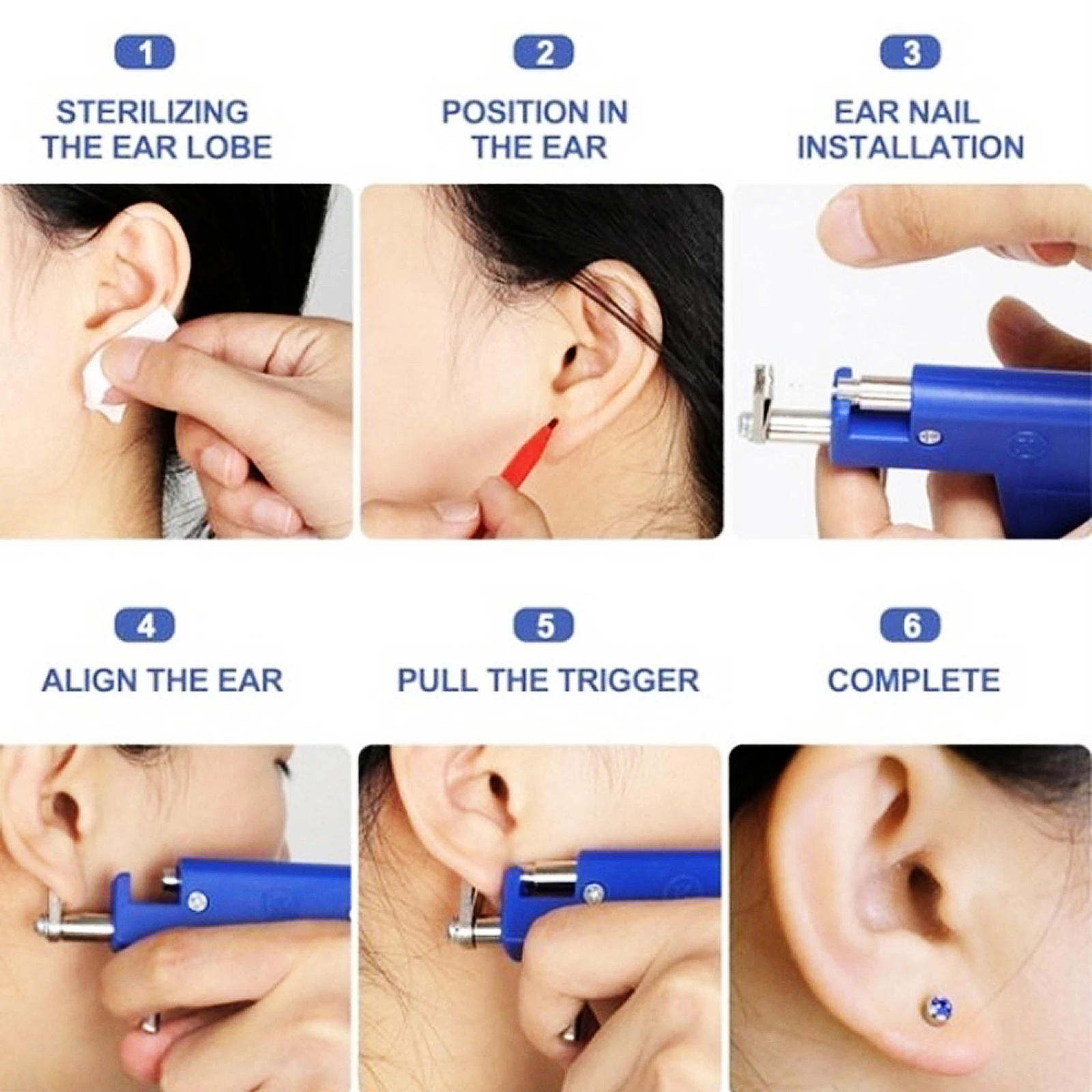 

Stainless Steel Body Piercing Tool Kit Professional Ear Nose Navel Piercing Machine with Ears Studs Tools