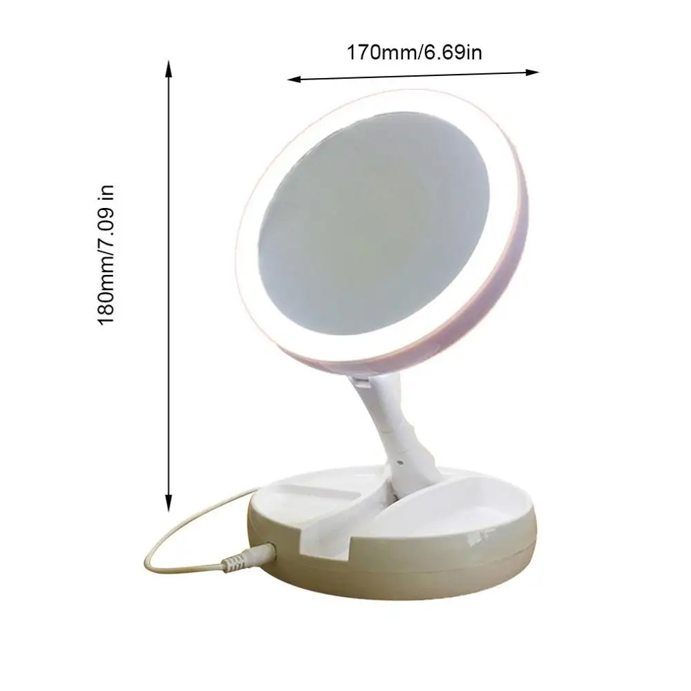 Двойной боковое зеркало для макияжа с светильник USB компьютера и ноутбука