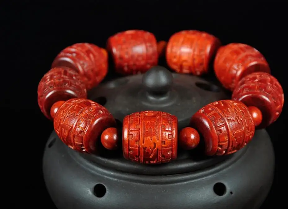 

LETSFUN Fine Jewelry Tibetan Buddhism Blood Dragon Wood Handwork Carved Sixth Truth of The Dharma Free Shipping