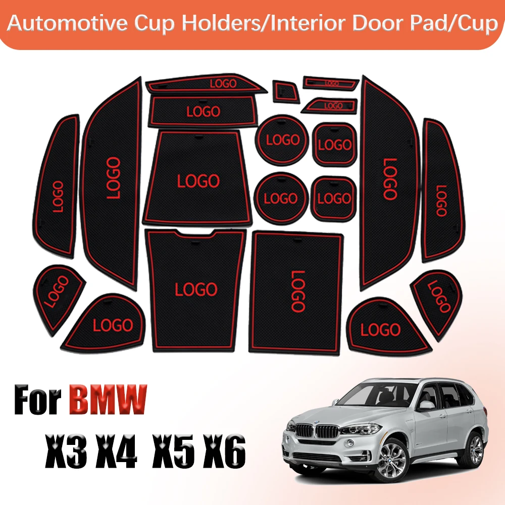 

Gate slot pad For BMW X3 X4 X5 X6 2011-2018 F48 F25 F26 F15 F16 g01 door groove mat Pad Car Cup Holders Non-slip mats