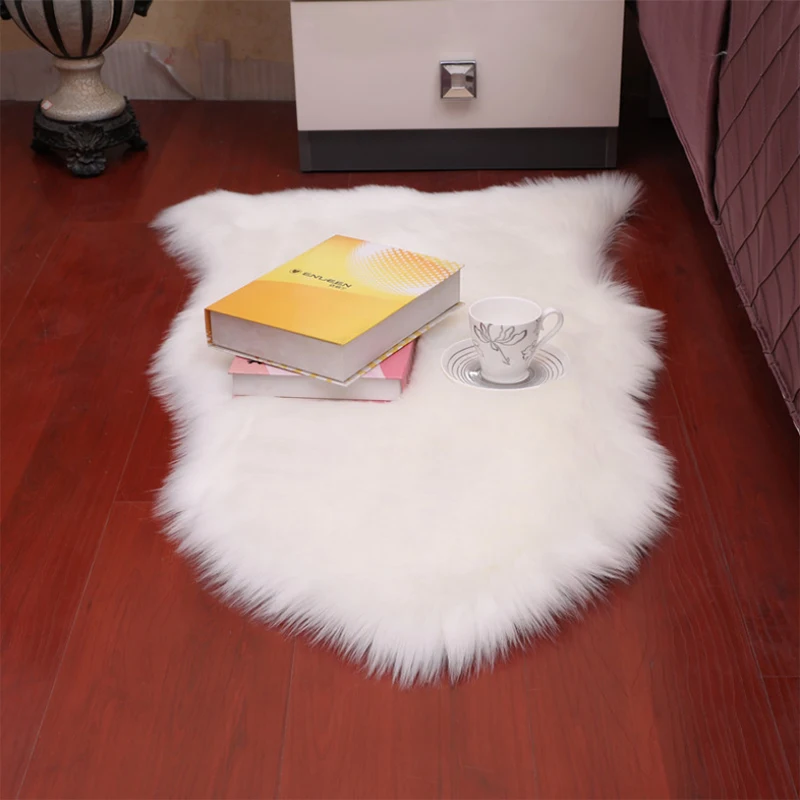 

Soft Artificial Wool Sheepskin Carpet For Living Room Kids Bedroom Chair Cover Fluffy Hairy Anti-Slip Faux Fur Rug Floor Mat