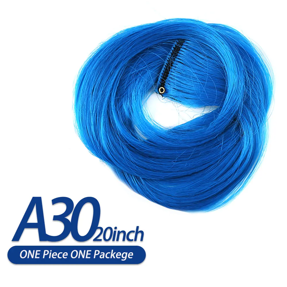 Xnaira афро Окрашенные один зажим в один кусок Радуга Halo наращивание волос Длинные Ombre розовый прямой Выделите синтетические волосы кусок - Цвет: A30