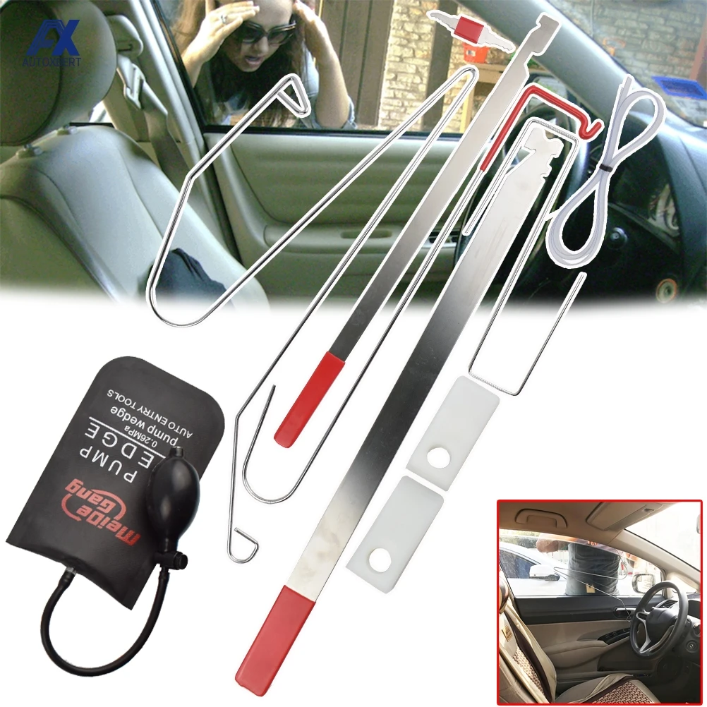 

Car Universal Auto Door Key Lost Lock Out Wedge Emergency Opening Unlock Portable Open Tool Kits Air Pump Car Accessories