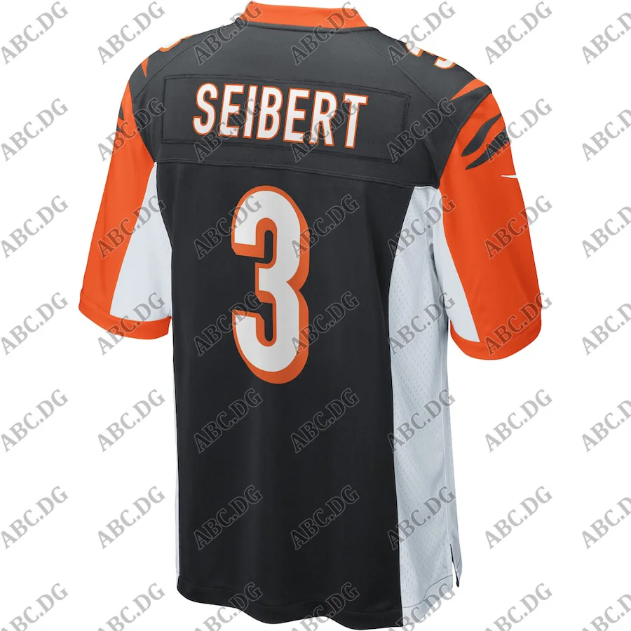 

Customized Stitch American Football Jersey Men Women Kid Youth Cincinnati Austin Seibert Black Game Jersey