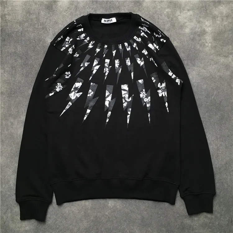 

New luxury Men thunderbolt neil light Hoodies Hoody hooded Sweatshirts velvet Cotton Drake Thick Fleece Street Hip hop #H42
