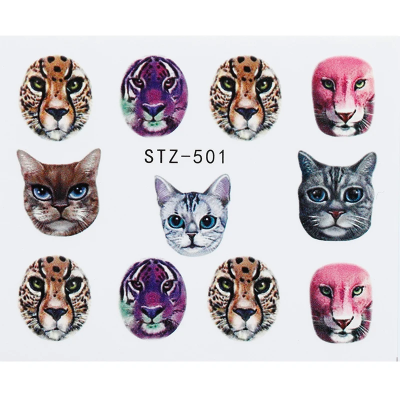 1 лист стикер для ногтей сексуальный дизайн гнев кошка/тигр/леопард горки
