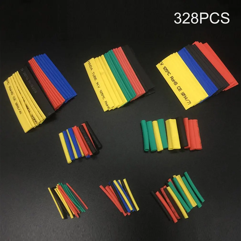 328Pcs/pack Polyolefin Shrinking Assorted Heat Shrink Tubing Insulated Sleeving Tubing Set Heat Shrinkable Tube Wrap Wire