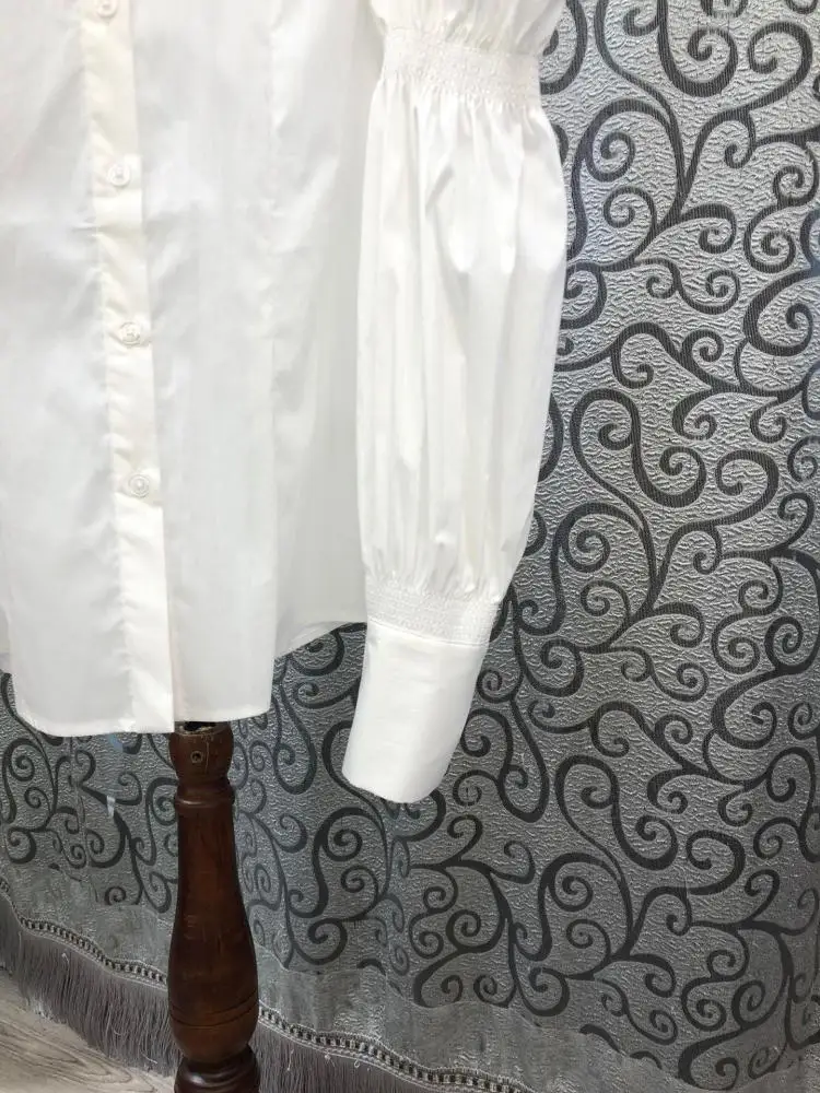 

High Quality Temperament Shirt Women's 2021 Spring New Fashion Simple Pleated Long Sleeve All-Match Cotton Blouse Female Tops