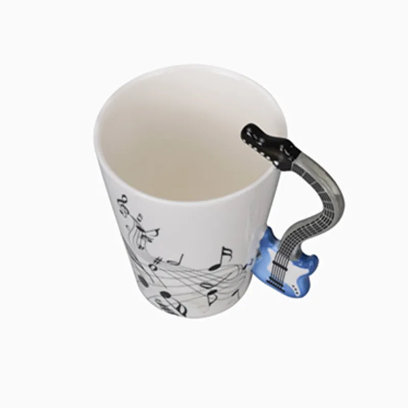 Кружка с крышкой "Музыкальные ноты скрипки гитары саксофона" на 250 мл.