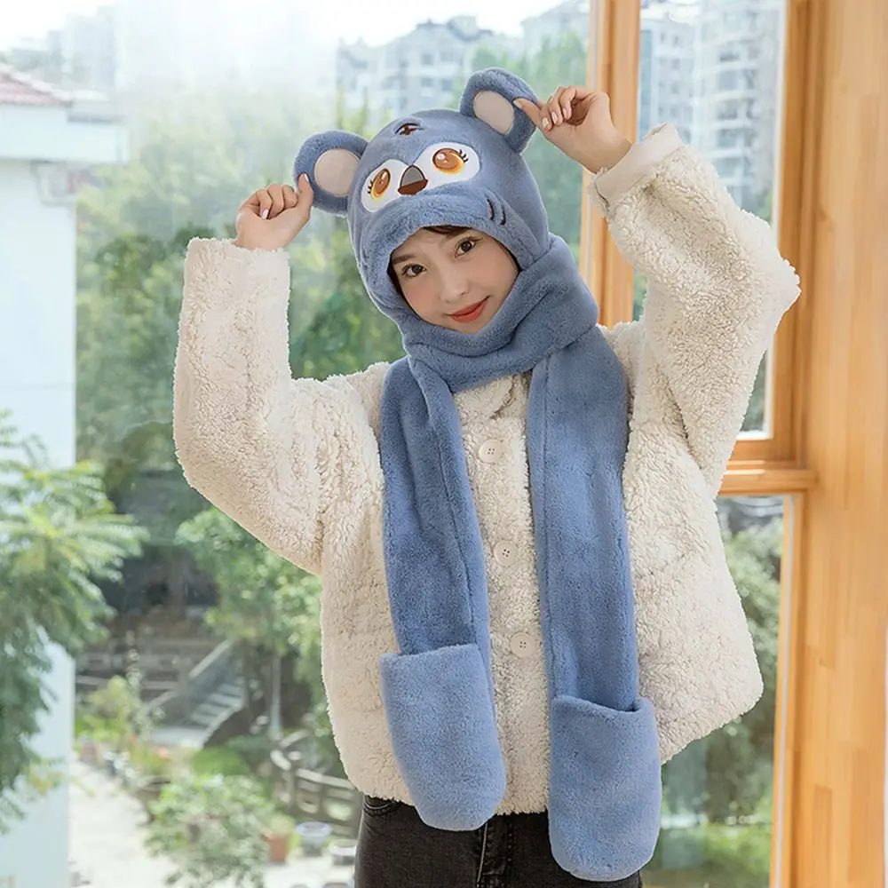 

Lovely Plush Thicken Hat Scarf Gloves Three-Piece Warm Hats Cycling Hat Winter Hats Tiger Ears