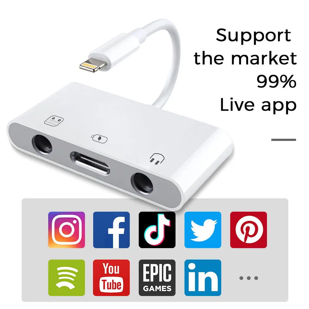 Адаптер Lightning Sound Card для iPhone сетевой адаптер вещания Аудио гарнитура микрофон