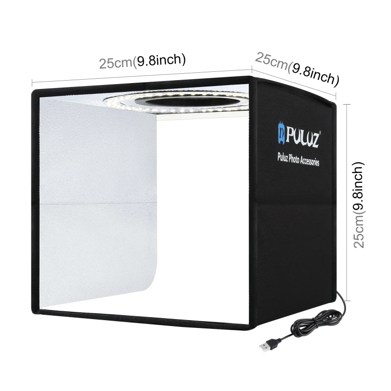PULUZ 25cm Folding Softbox Photo Studio Portable LED Photobox Ring Light Box Lightbox with 12 Colors Background | Электроника