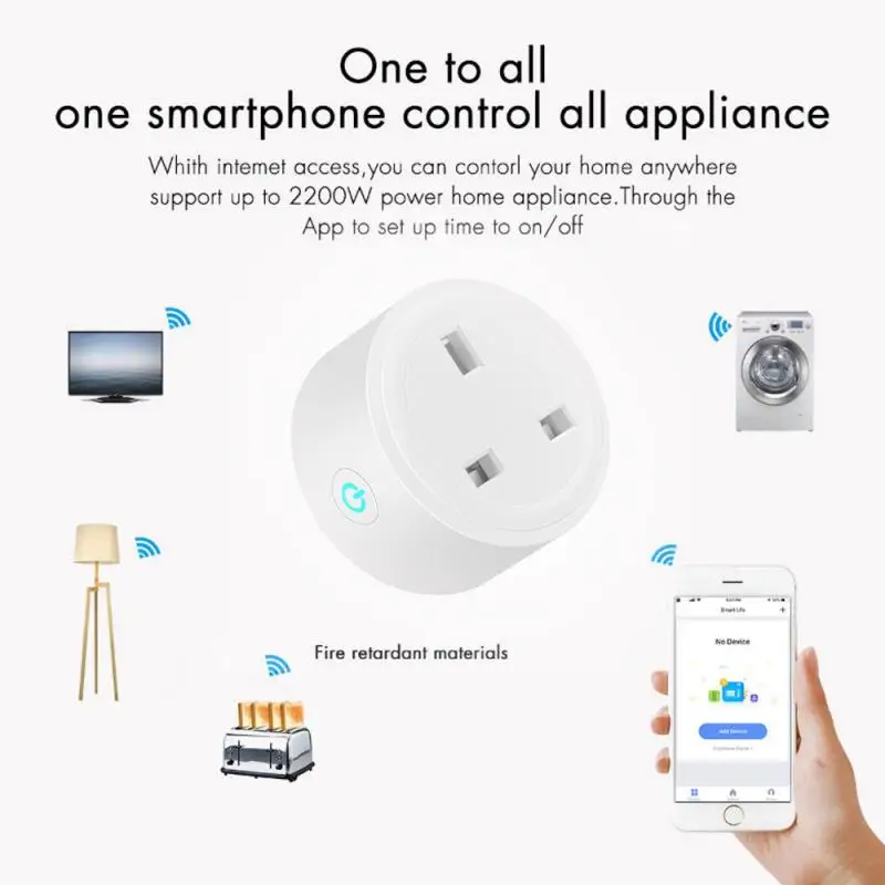 

4Pcs Smart Wireless Socket Power Control Plug Statistic WiFi Switch UK Plug Timing Outlet Google Phone APP Voice Control TSFH