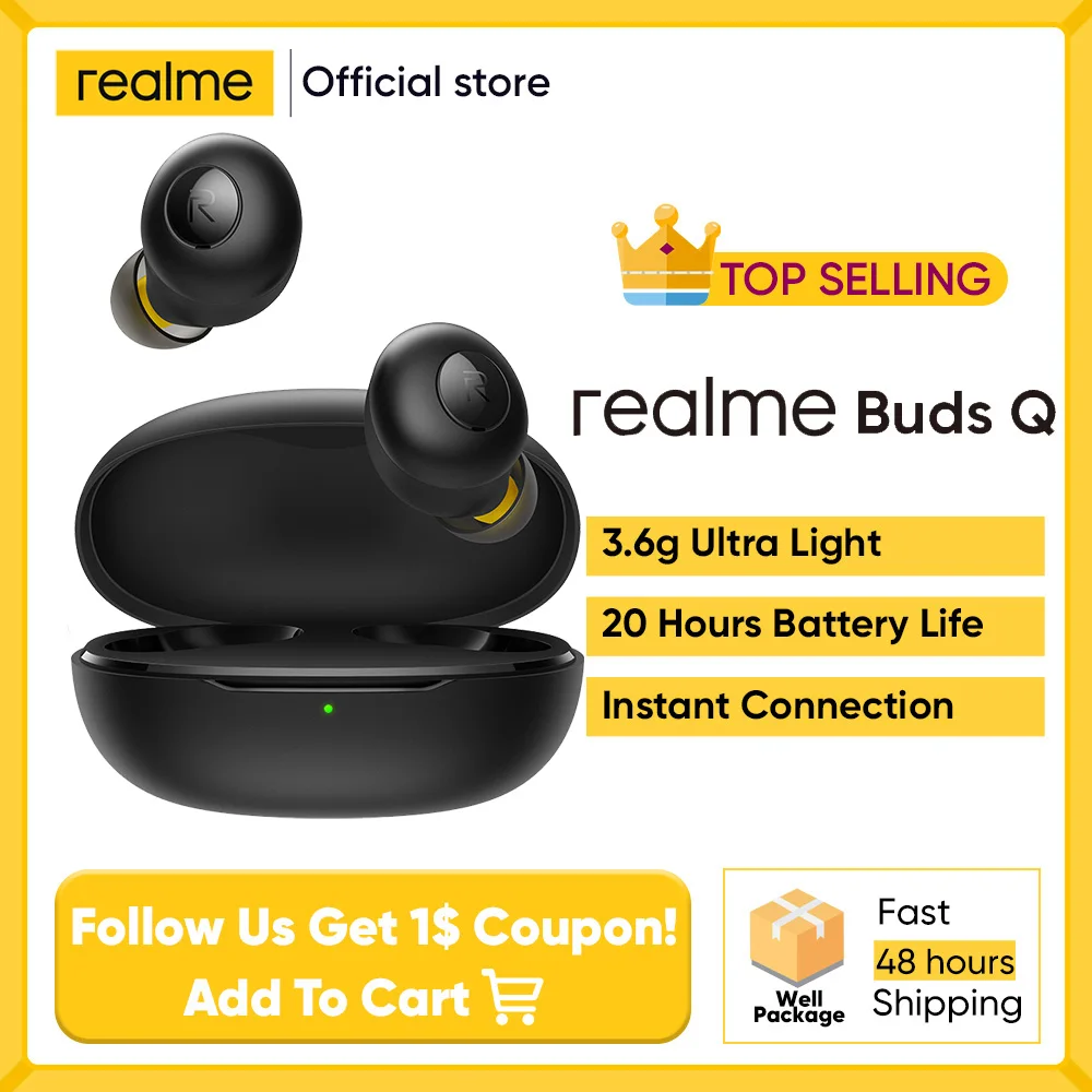 Realme наушники BudsQ вкладыши TWS с Ture Беспроводной Bluetooth 5 0 под открытым небом до