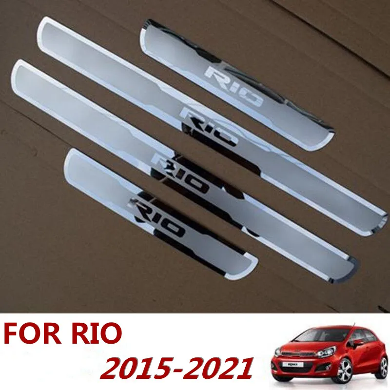 

New Car Accessorise Rio Car Stainless Steel Door Sill Scuff Plates for New KIA RIO 2015-2021 EU RIO X Line