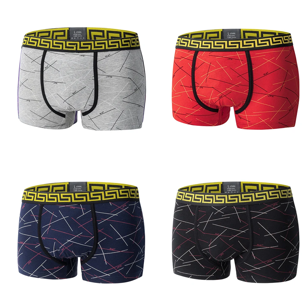 

Men's Panties Cotton Striped Underwear Men Boxer Short Homme Brand Men Underpants Male Boxershorts High Quality 4PCS
