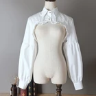 Женская блузка с пышными длинными рукавами, с оборками по краям, с золотистым Кнопка съемная, имитация воротника, зимний свитер, декоративный