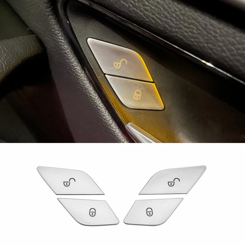 

Car Door Lock Unlock Buttons Cover Stickers For Mercedes Benz C E class GLC W205 W213 X253 2015-2019 Car Accessories