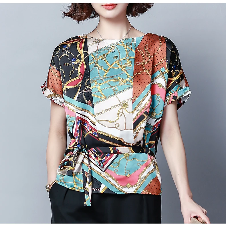 женские топы Модные шифоновые рубашки с принтом Большие размеры 2019 летние новые
