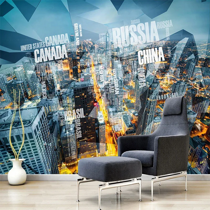 

Custom 3D Wall Mural Modern City Landscape Background Wall Living Room Self-Adhesive Waterproof Removable Sticker Papel Pintado