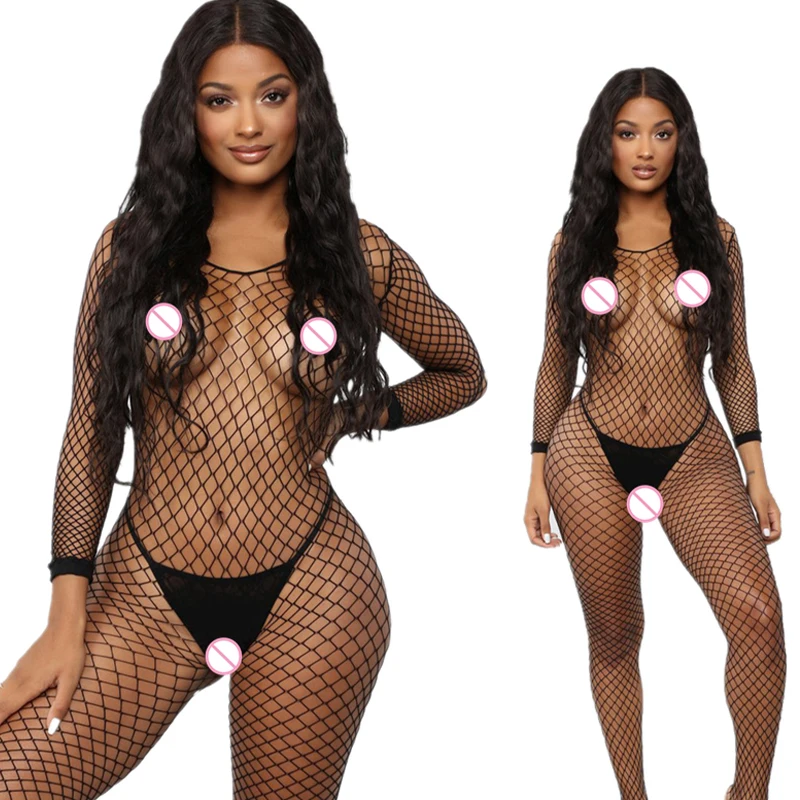 

Sexy Bodystocking Open Crotch Fetish Bodysuit Erotic Torn Fishnet Lingerie Porno Costume Crotchless Body suit Elastic Underwears