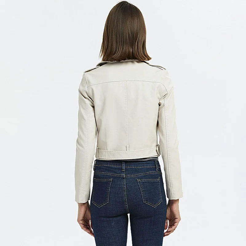 Fitaylor Женская куртка из искусственной кожи Короткая Черная байкерская с отложным