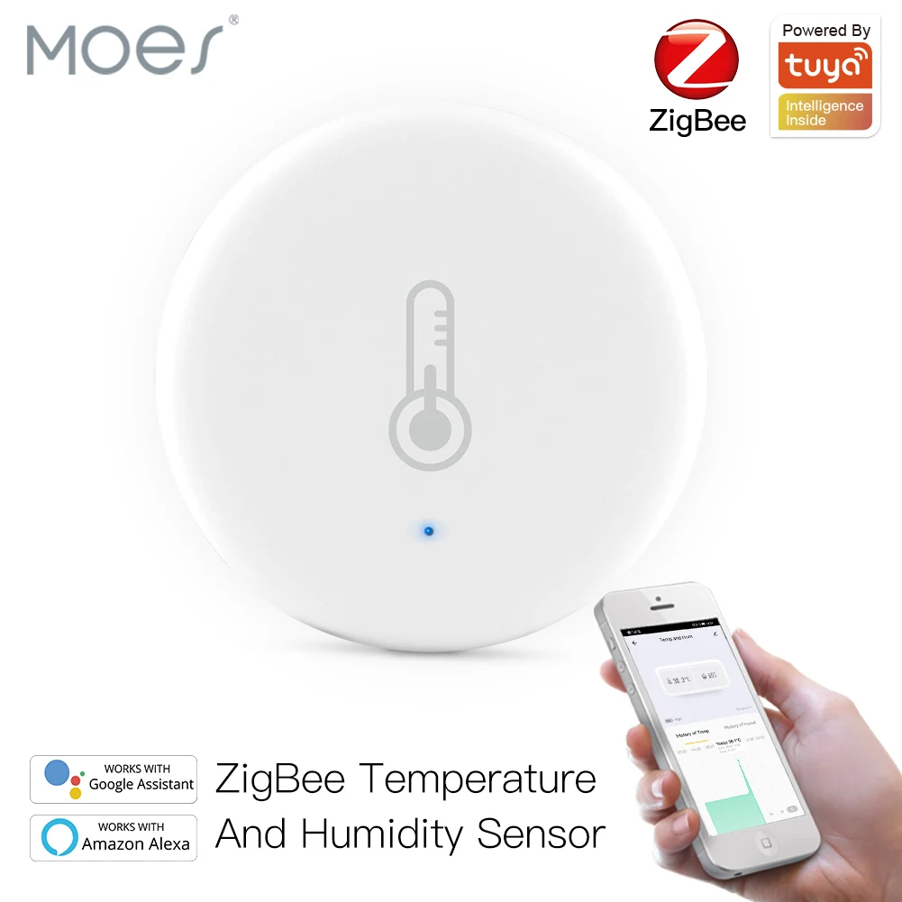 

Tuya Smart ZigBee Smart Temperature And Humidity Sensor Battery Powered Security With Tuya Smart Life App Alexa Google Home