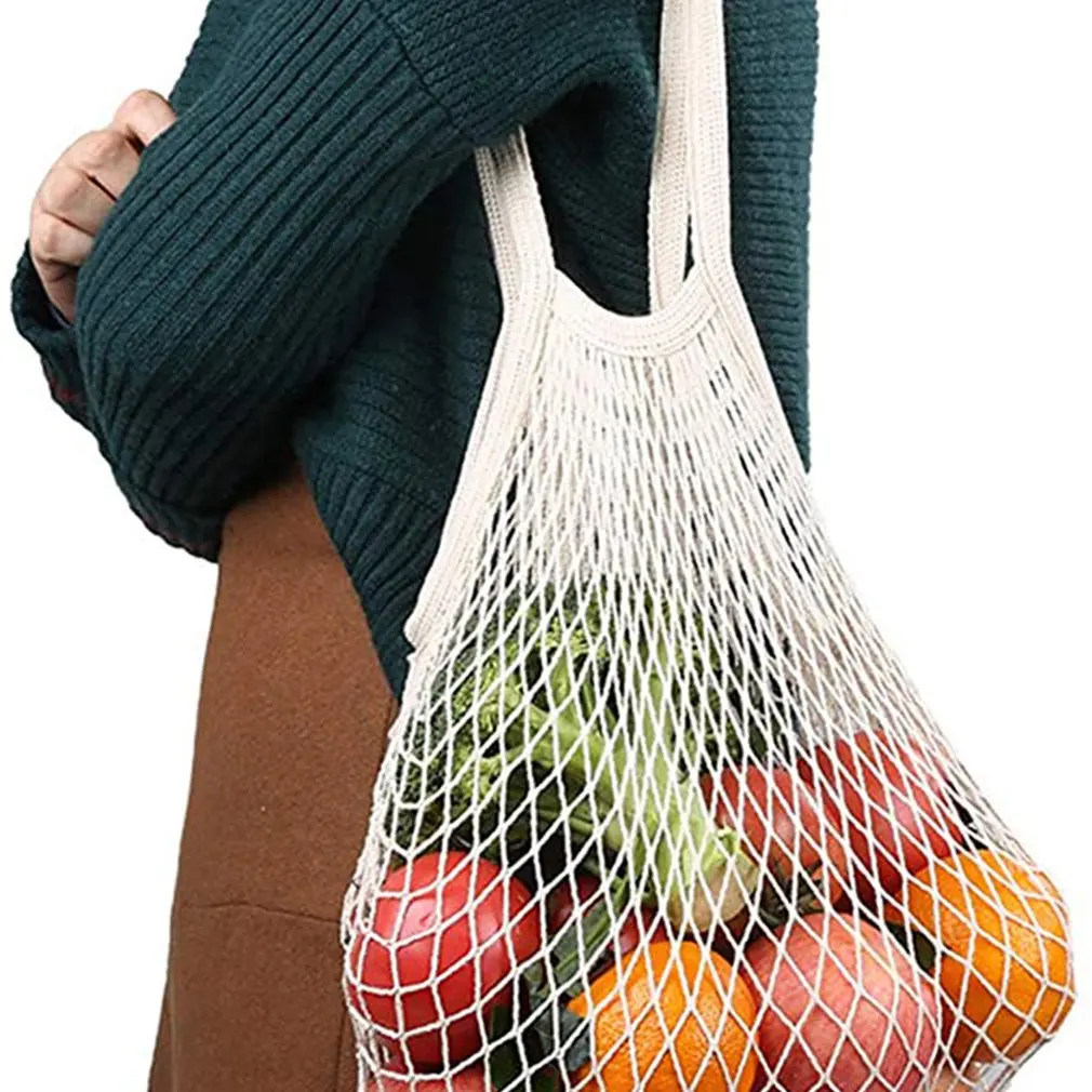 

Портативные многоразовые сумки для продуктов, сумка для фруктов и овощей, моющаяся хлопковая сетчатая сумка-Органайзер на шнурке, сумка-тоу...