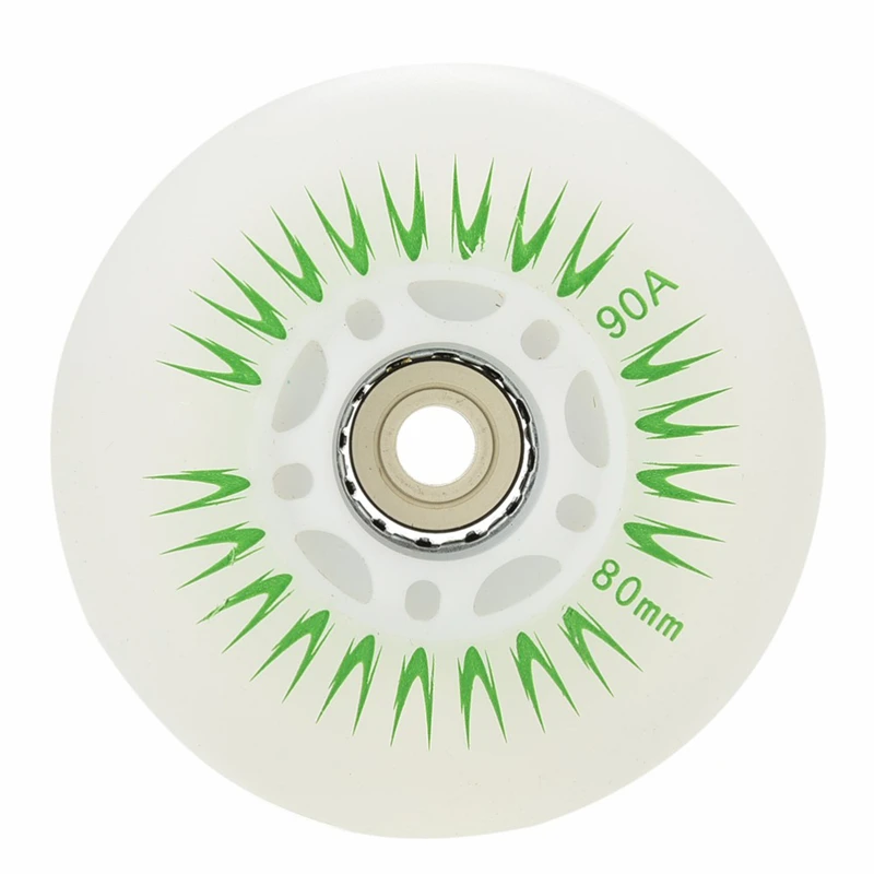 Flashing LED Light Roller Inline Sliding Skating Flash PU Roller Skate Wheels Rollerblade Replacement 80mm 90A Hardness - Color: Green