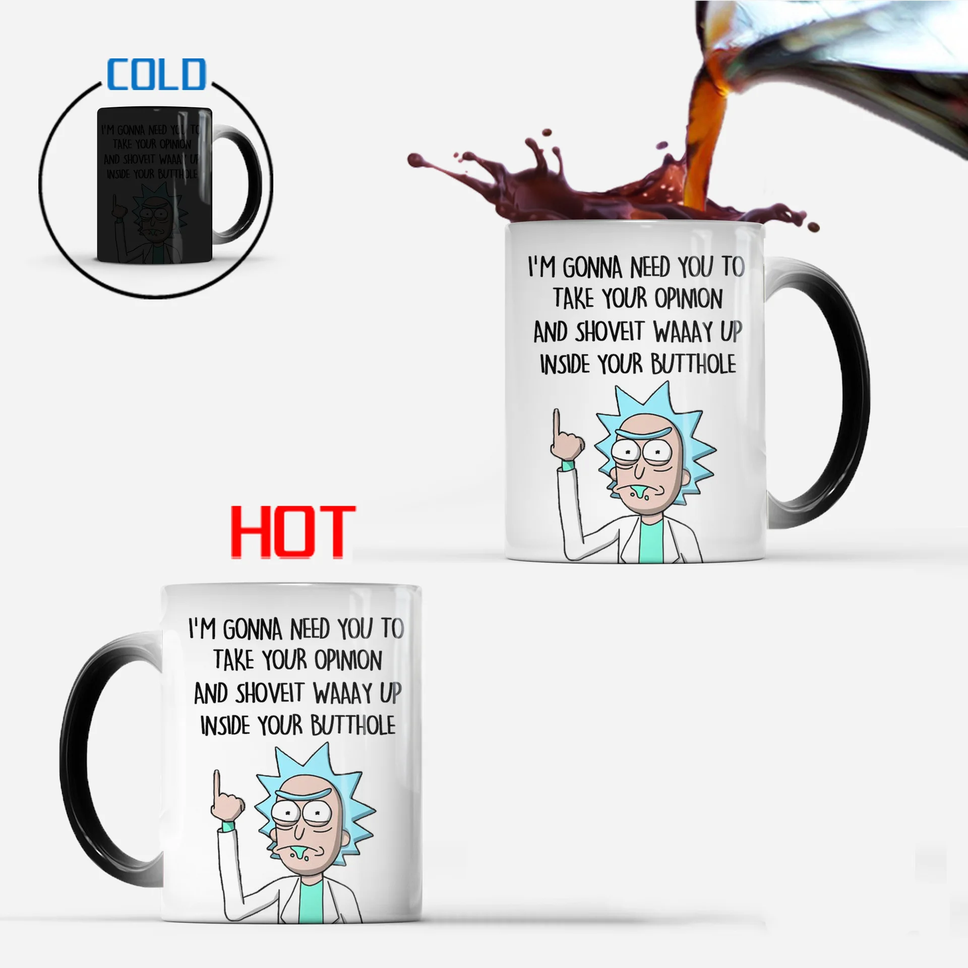 

Anime Cartoon Color Changing Mug Ceramic Heated Water Temperature Gradient Magic Coffee Discoloration Cups Kitchen Tableware