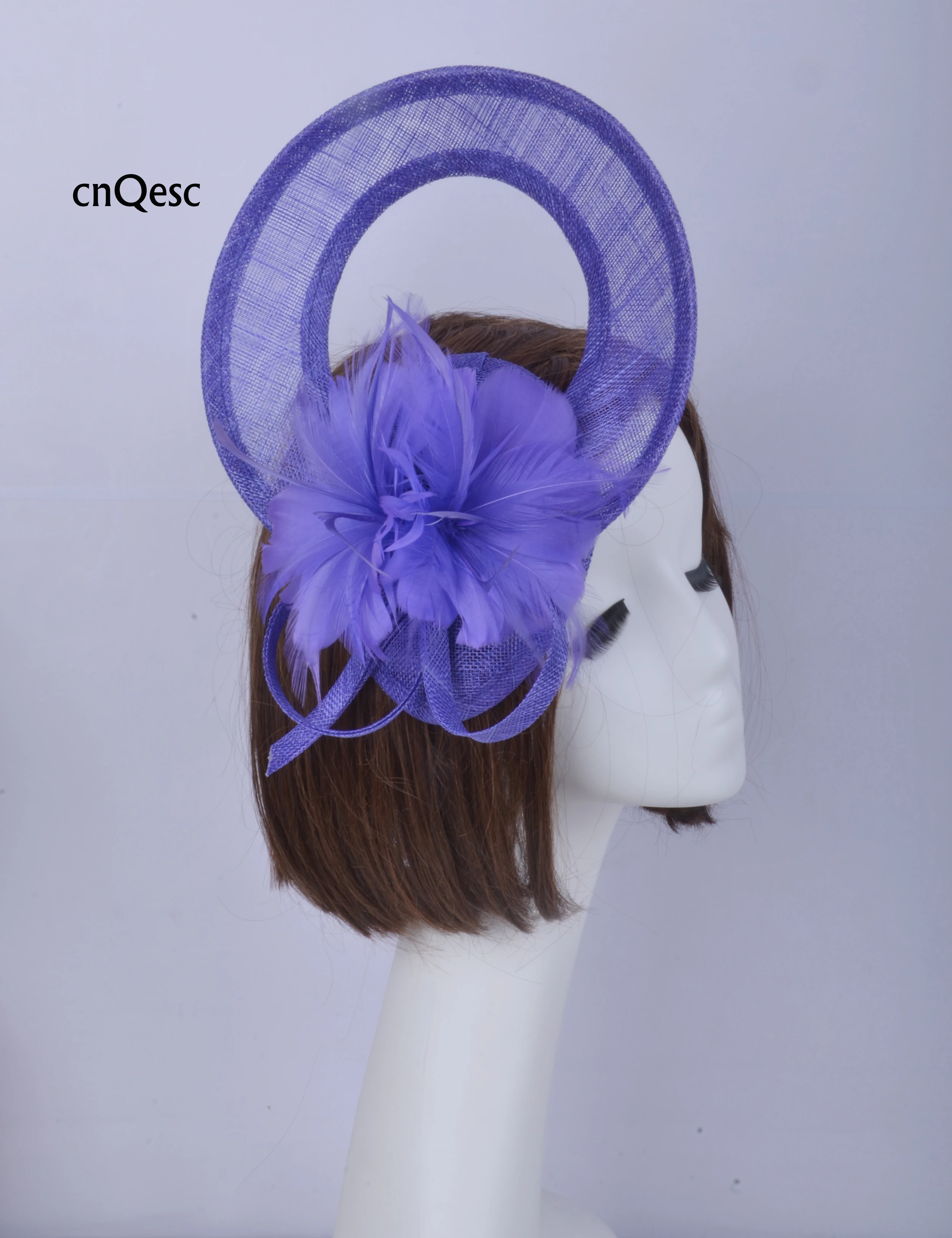 Ярко-Розовое женское торжественное платье шляпа перо украшение для волос в виде