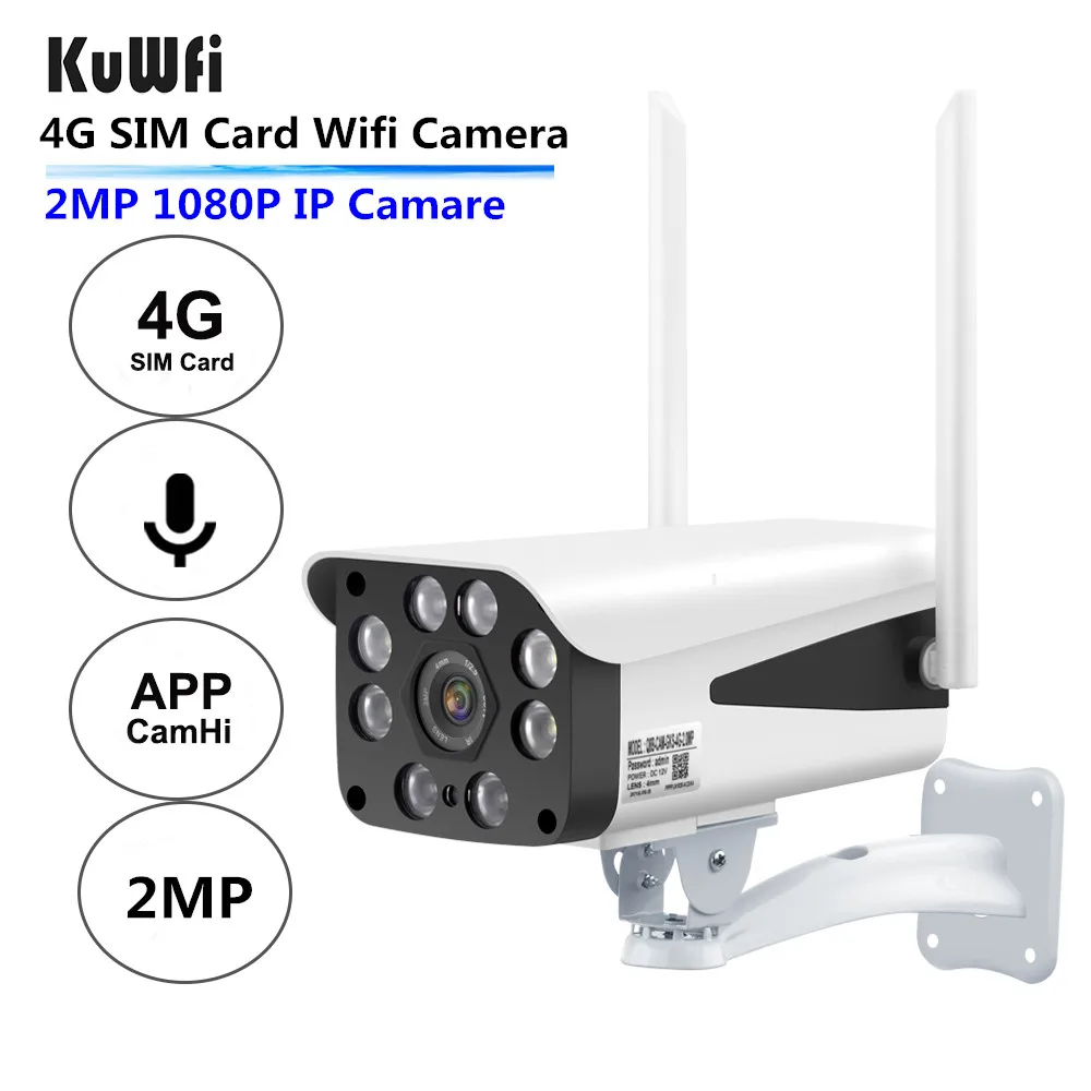 KuWFi наружная 4G IP камера 2MP 1080P HD WIFI ip с точка доступа LTE sim карта для наружного и
